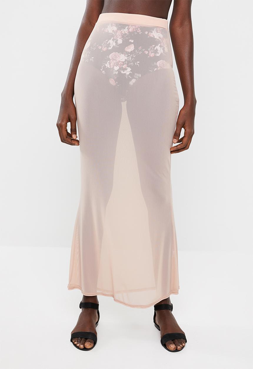 Missguided - Mesh maxi skirt - neutral