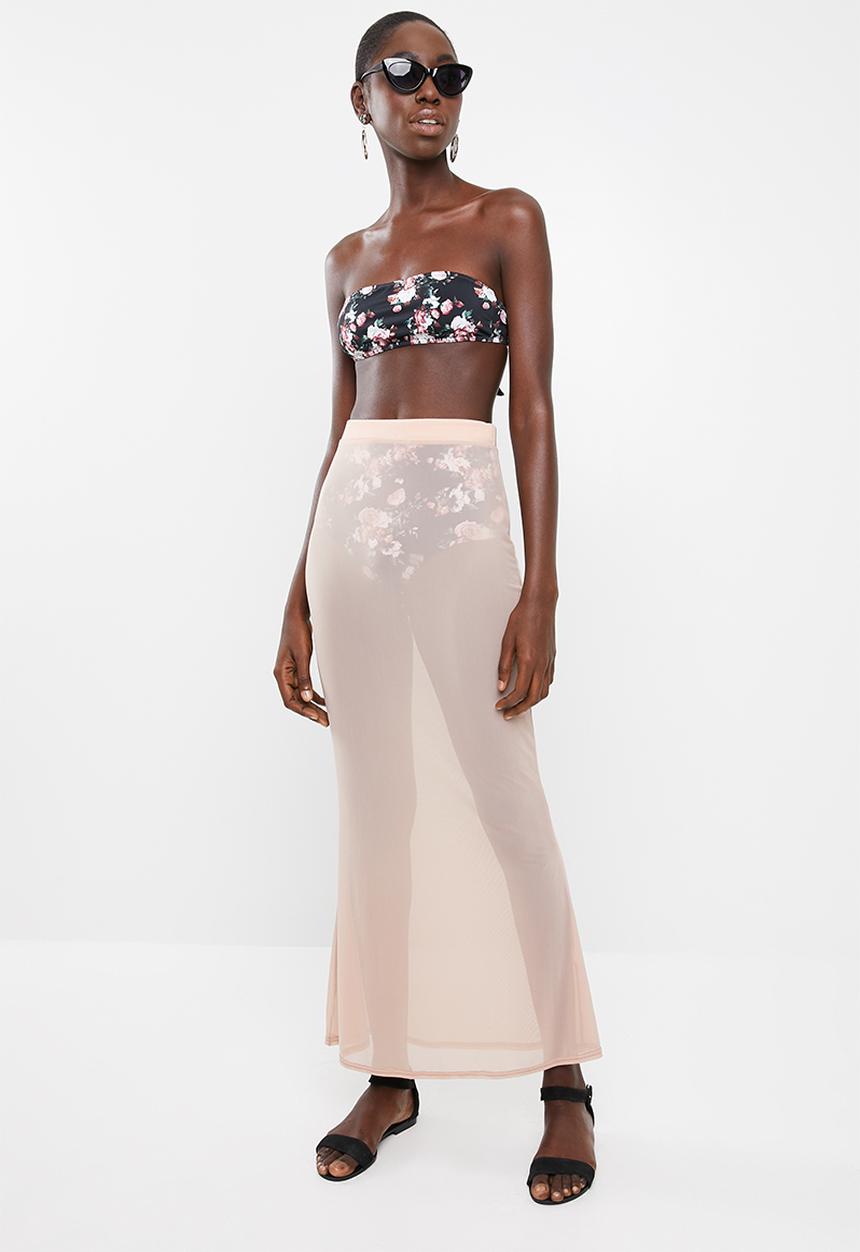 Missguided - Mesh maxi skirt - neutral