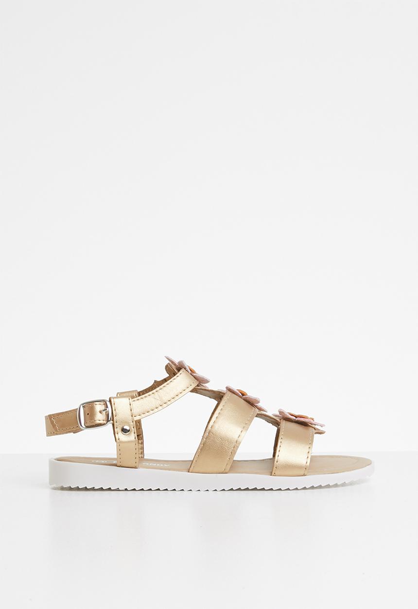 Pop Candy - Flower detail sandal - gold