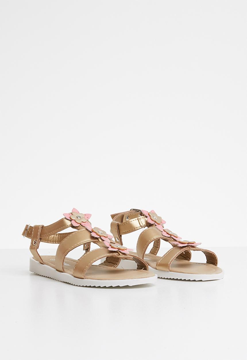 Pop Candy - Flower detail sandal - gold
