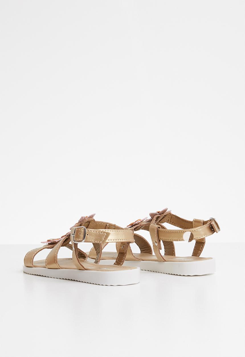 Pop Candy - Flower detail sandal - gold