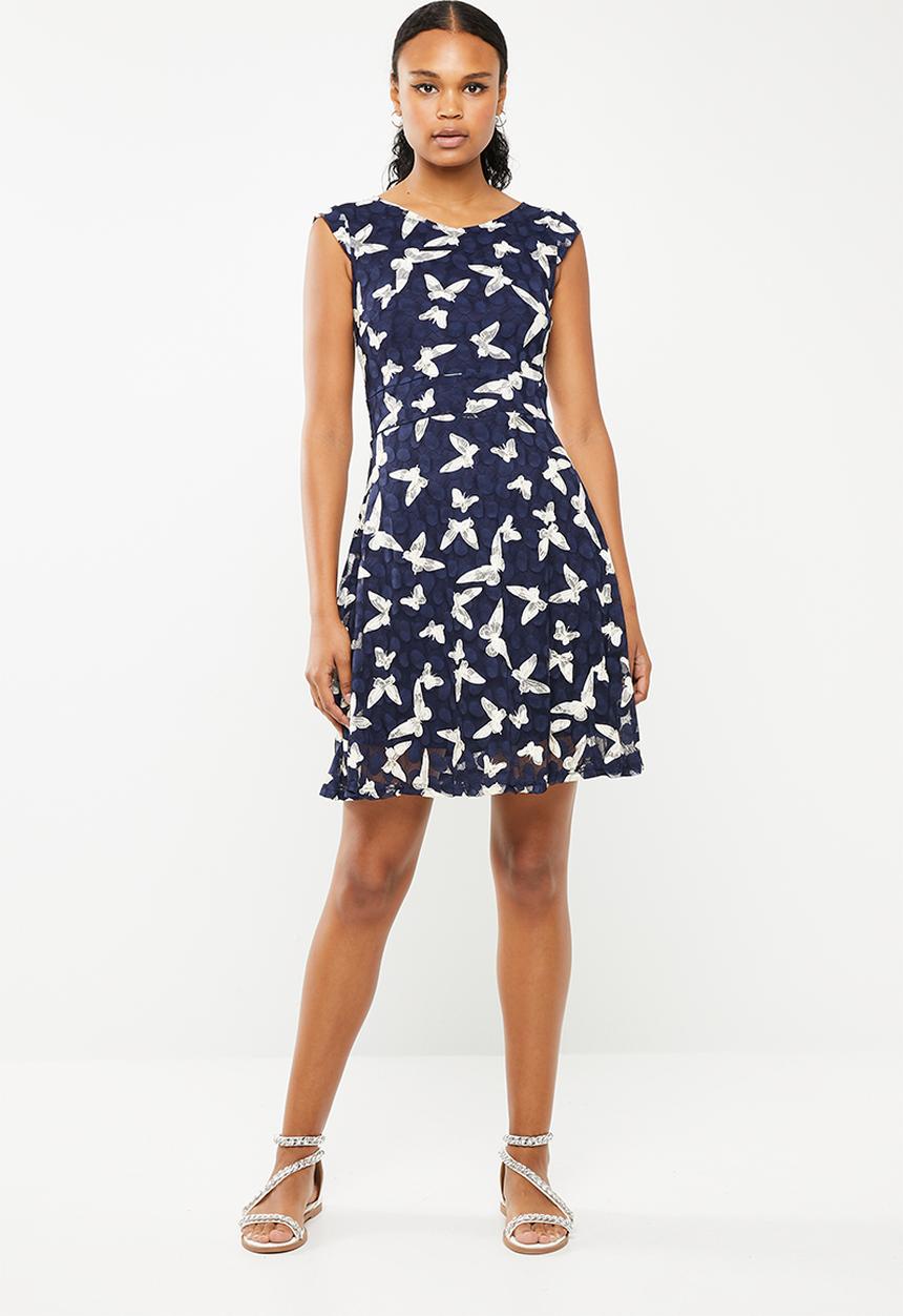 Revenge - Butterfly fit & flare dress - navy