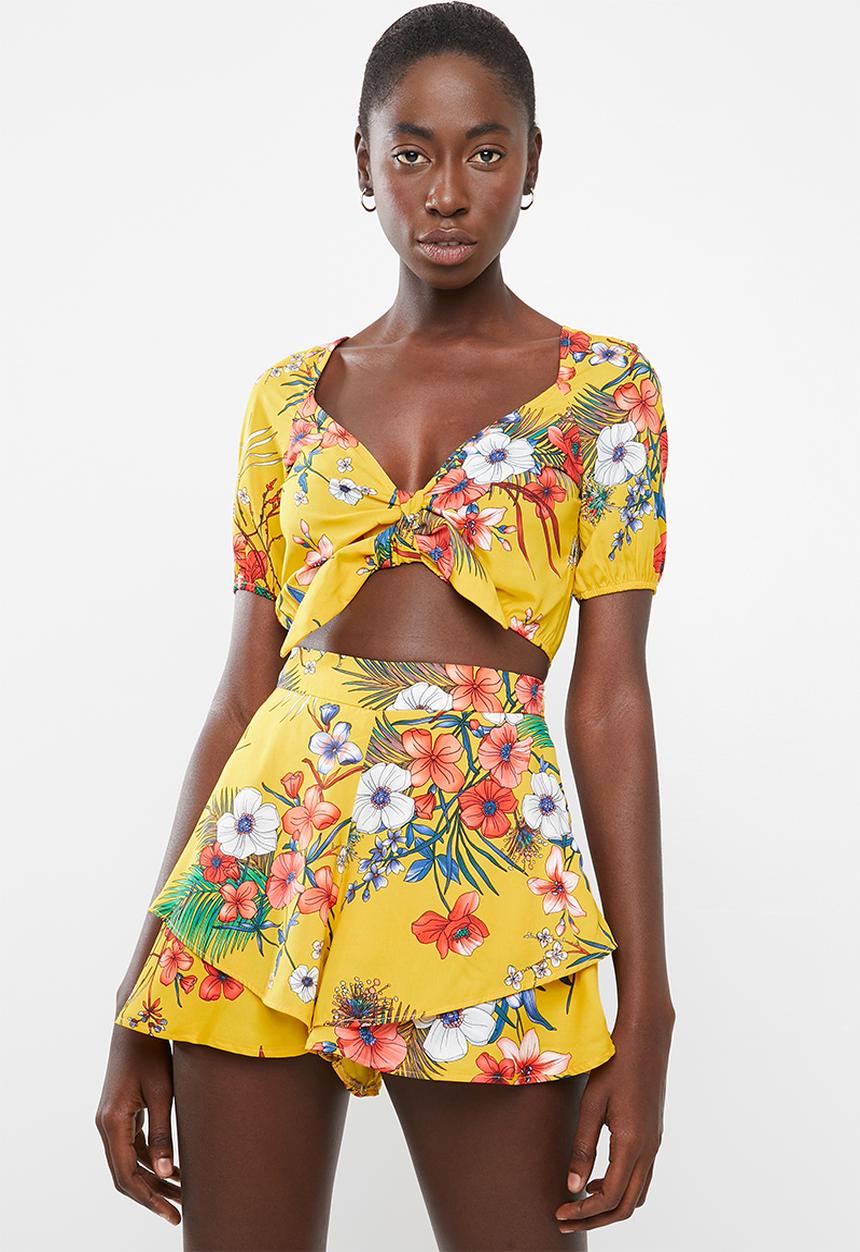 SISSY BOY - Bombtastic crop tie bust top - yellow
