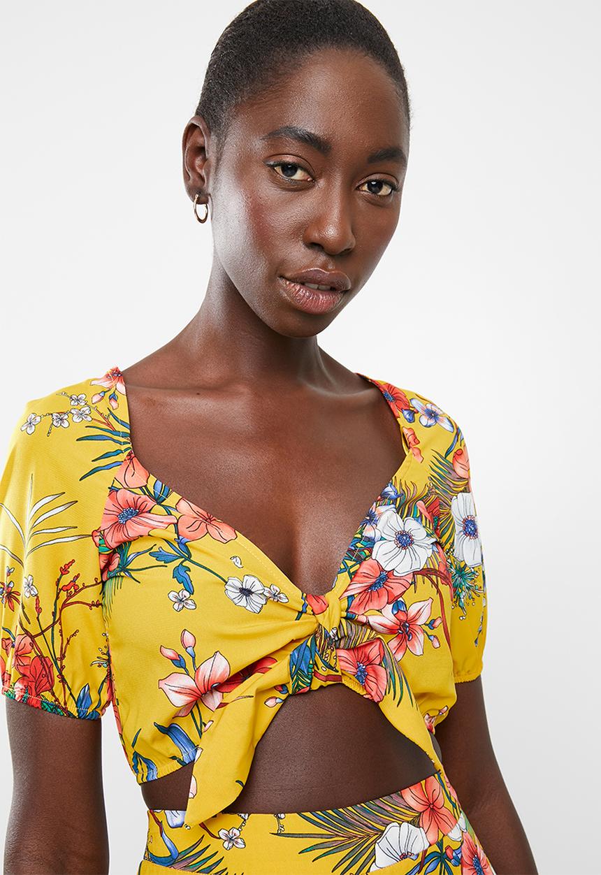 SISSY BOY - Bombtastic crop tie bust top - yellow