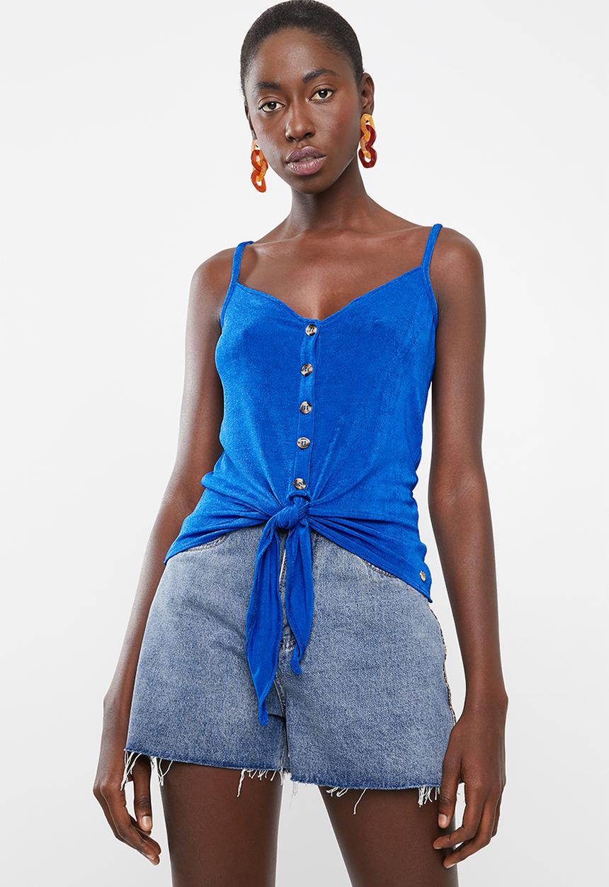 SISSY BOY - Volume up cami with tie - blue 