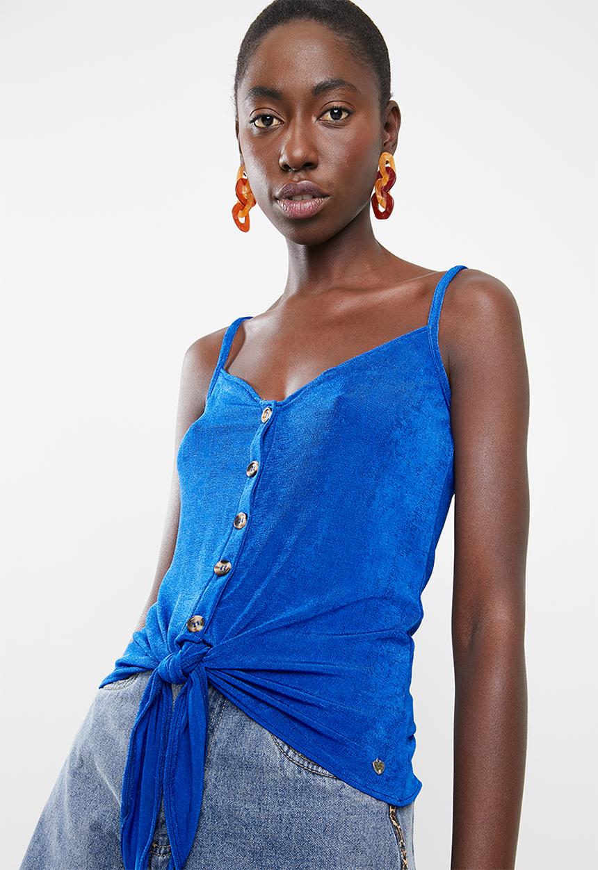 SISSY BOY - Volume up cami with tie - blue 
