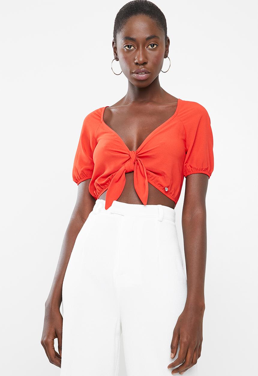 SISSY BOY - Bomb tastic crop tie bust top - orange