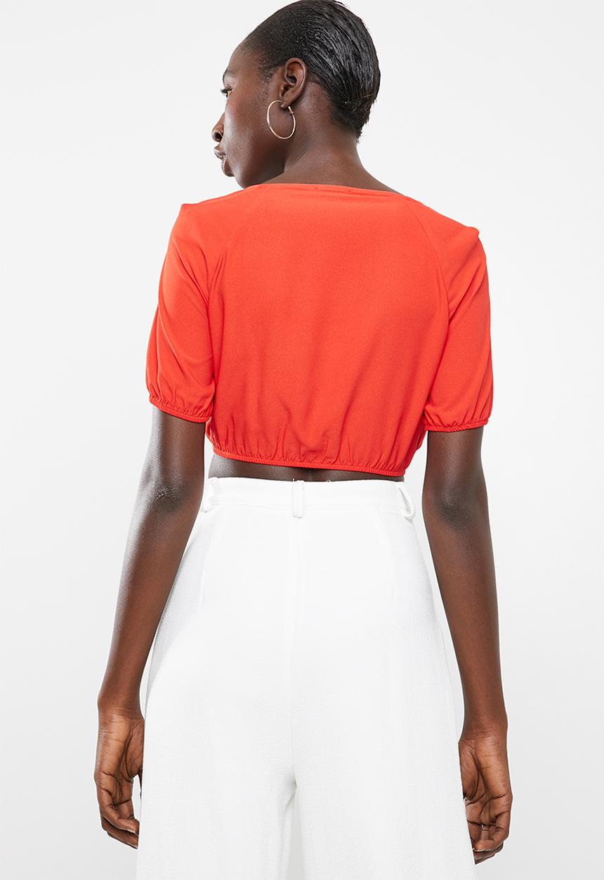 SISSY BOY - Bomb tastic crop tie bust top - orange
