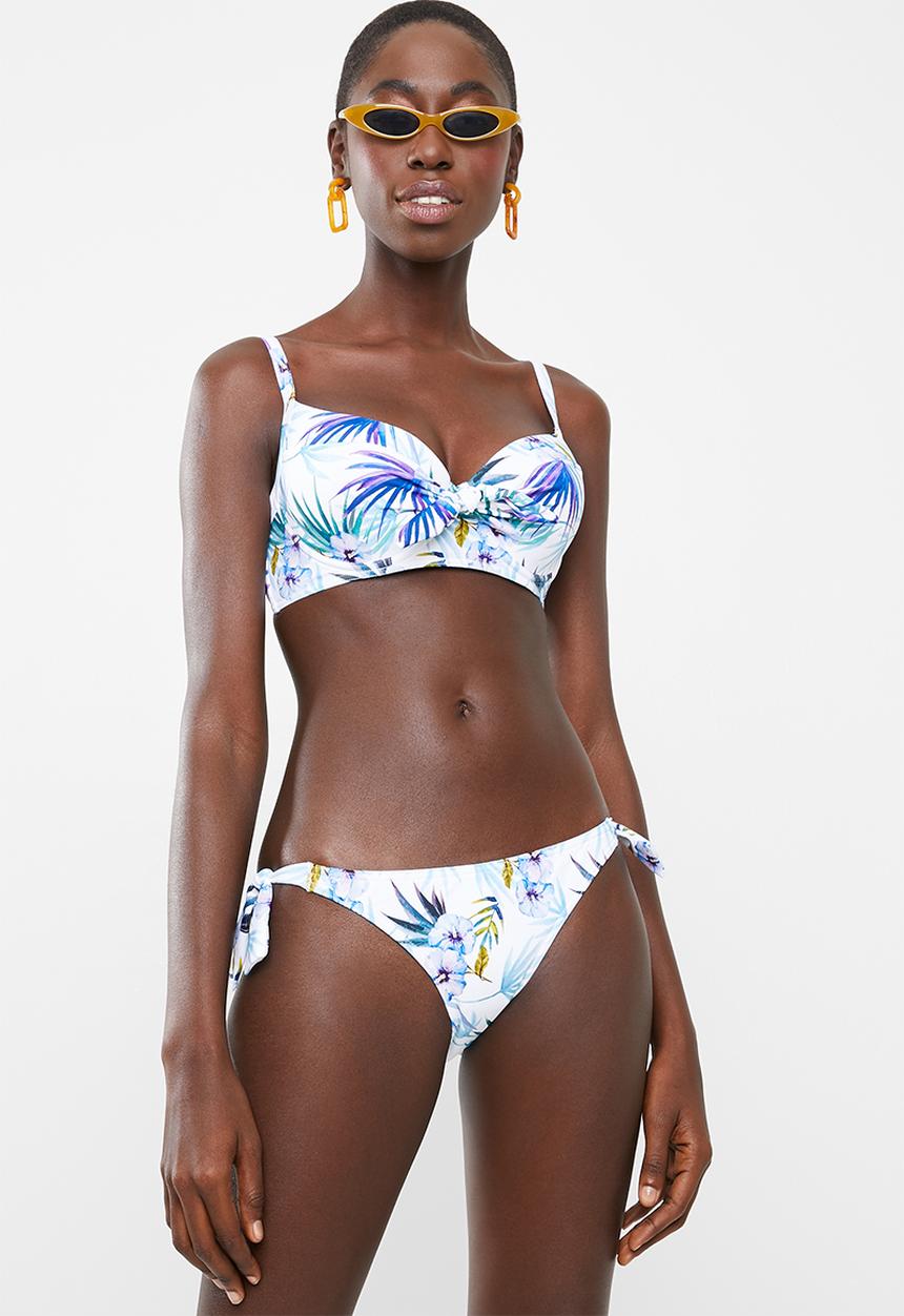 Sun Love - Hibiscus dream bow tie bikini bottoms - white
