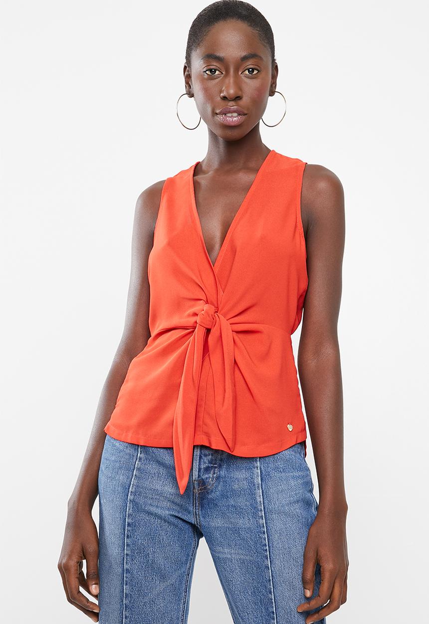 SISSY BOY - Linen vest with knot - tangerine