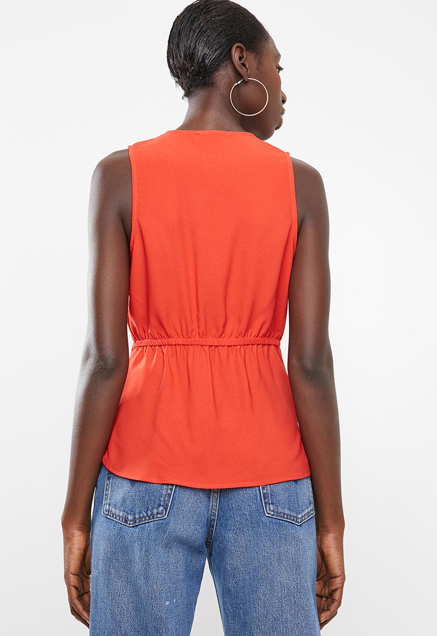 SISSY BOY - Linen vest with knot - tangerine