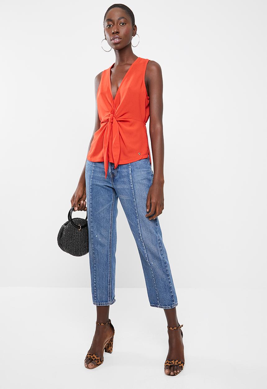 SISSY BOY - Linen vest with knot - tangerine