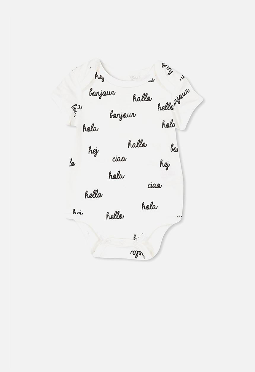 Cotton On - Mini short sleeve bubbysuit - white hola