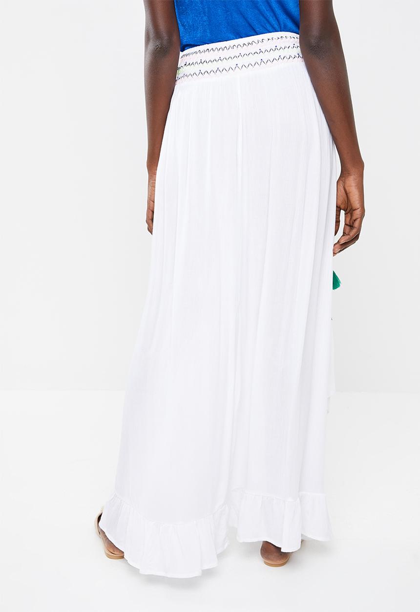 Missguided - Multi tassel mirror skirt - white