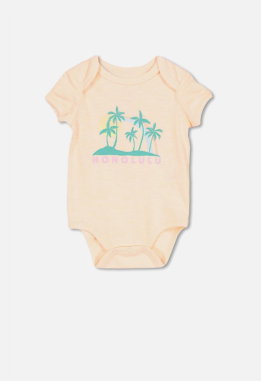 Cotton On - Mini short sleeve bubbysuit -  peach 