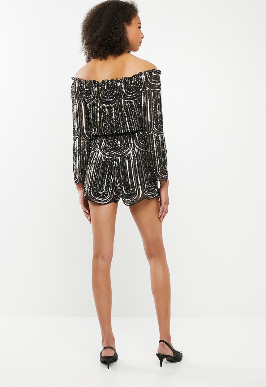 STYLE REPUBLIC - Sequinned playsuit - black