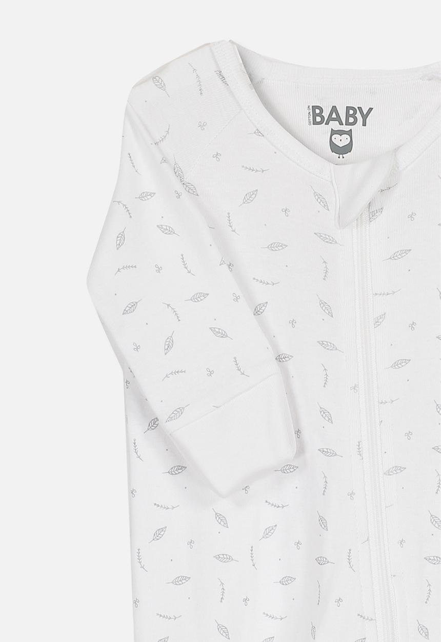 Cotton On - Nb long sleeve zip - white grey