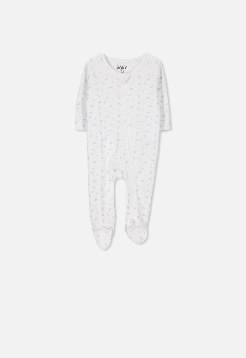 Cotton On - Nb long sleeve zip - white grey