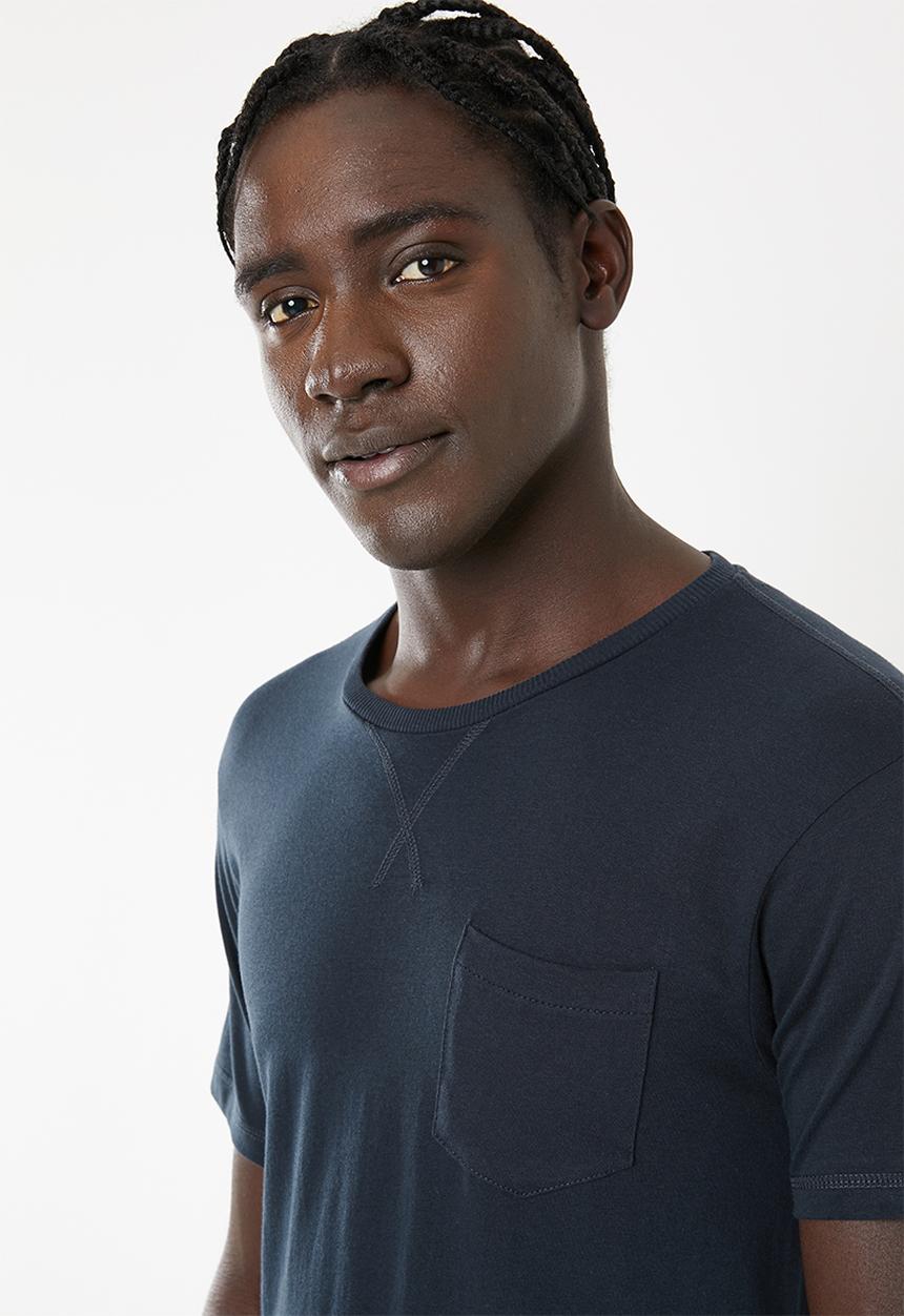 Brave Soul - Arkham plain chest pocket tee - navy 