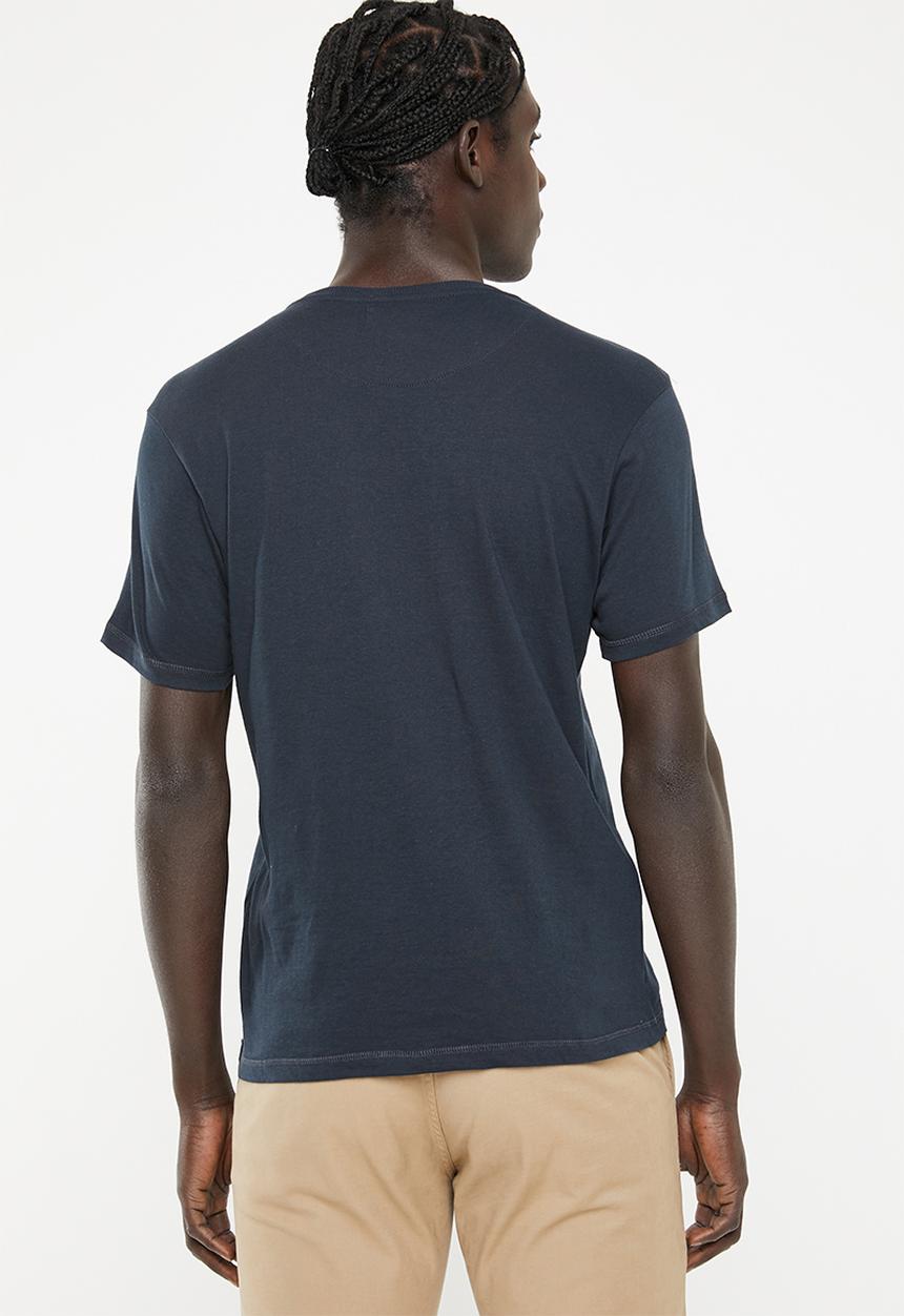 Brave Soul - Arkham plain chest pocket tee - navy 
