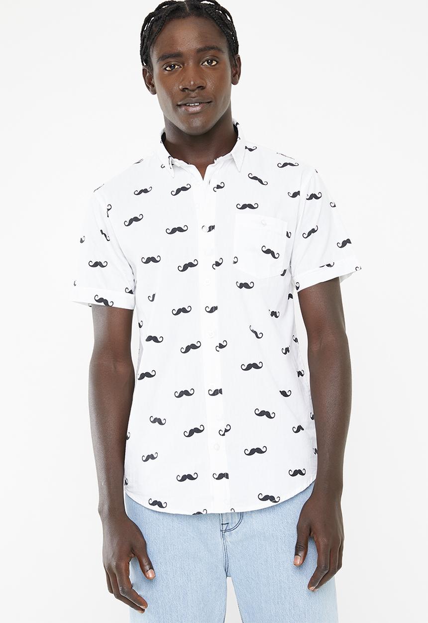 Brave Soul - Tash short sleeve shirt - white & black