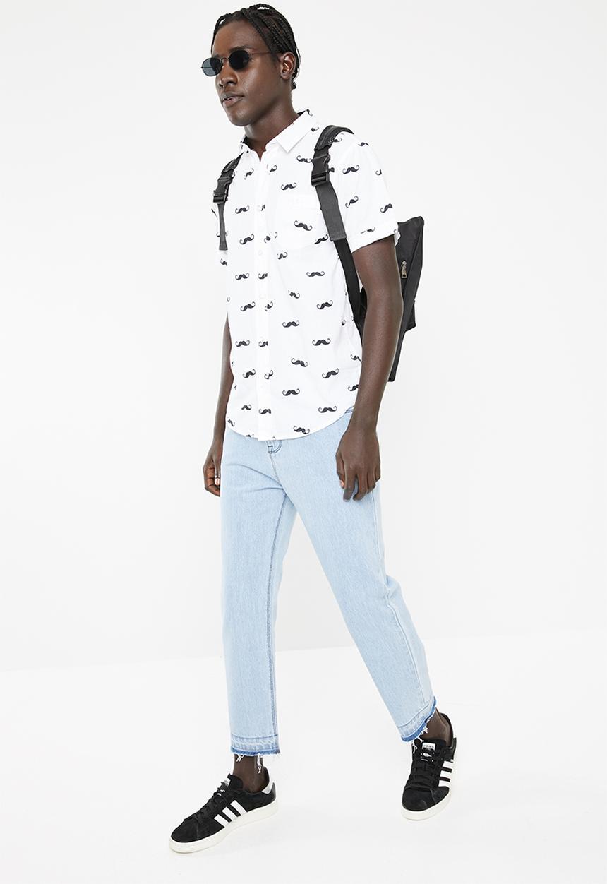 Brave Soul - Tash short sleeve shirt - white & black