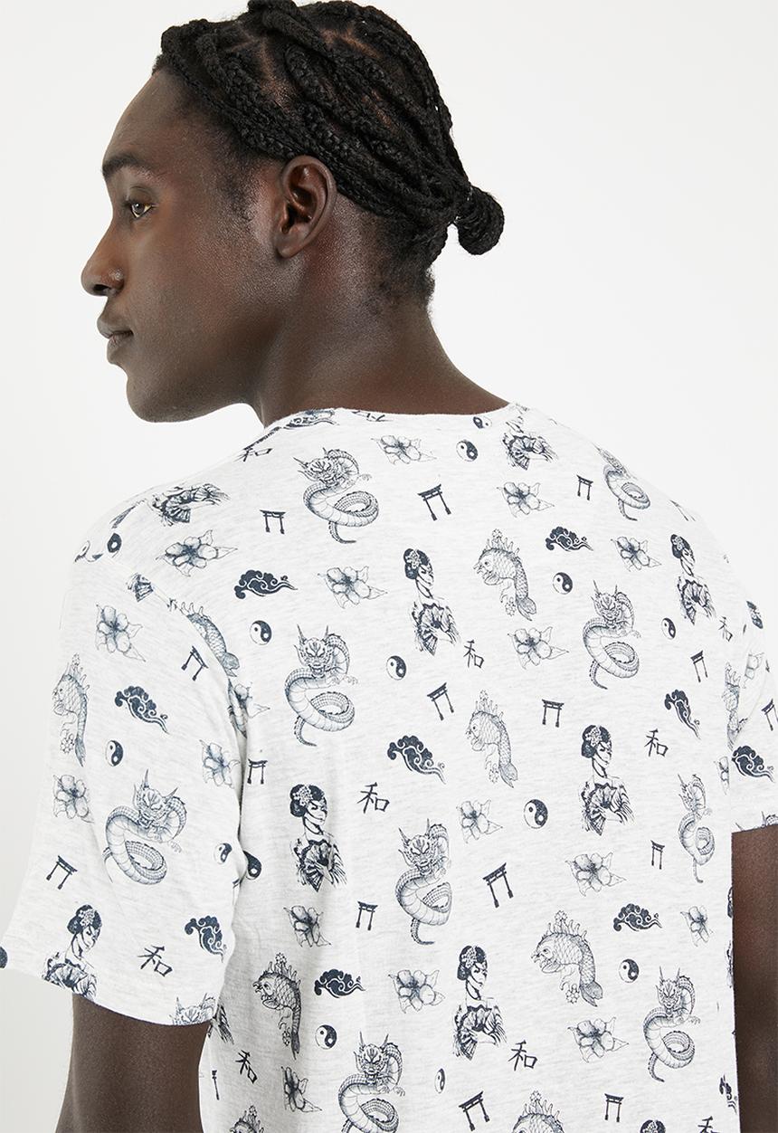 Brave Soul - Aki short sleeve tee - grey & navy