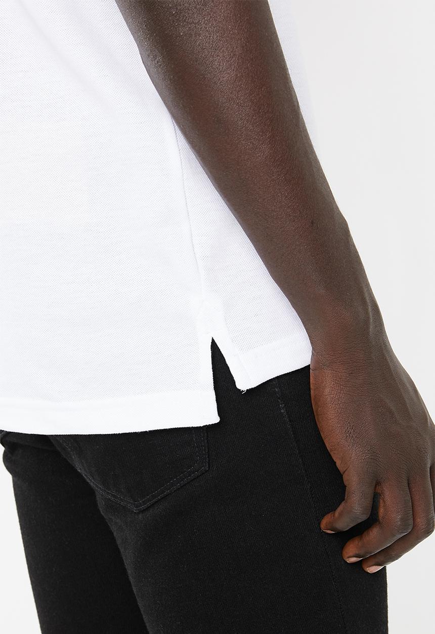 Brave Soul - 3 Button pique golfer - white & black 