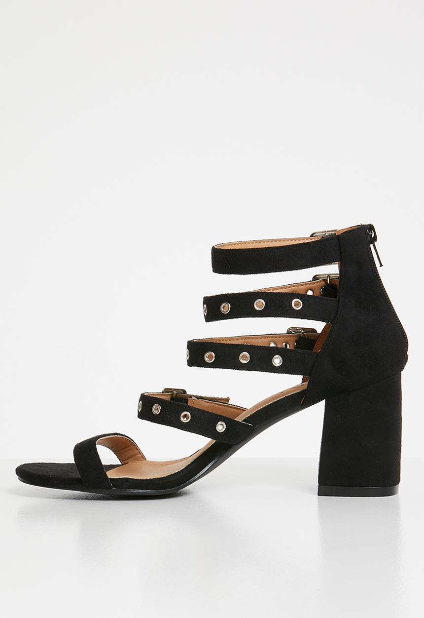Jada - Buckle detail strappy heels - black