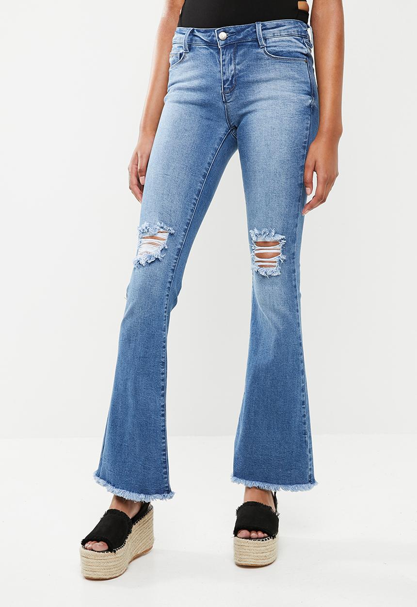 SISSY BOY - Ryder skinny flare with rips - blue