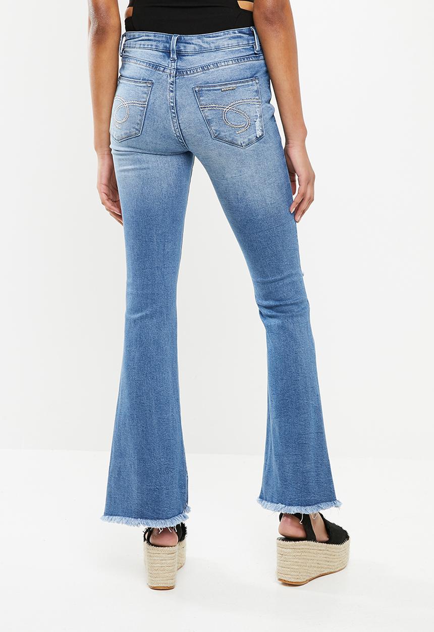 SISSY BOY - Ryder skinny flare with rips - blue