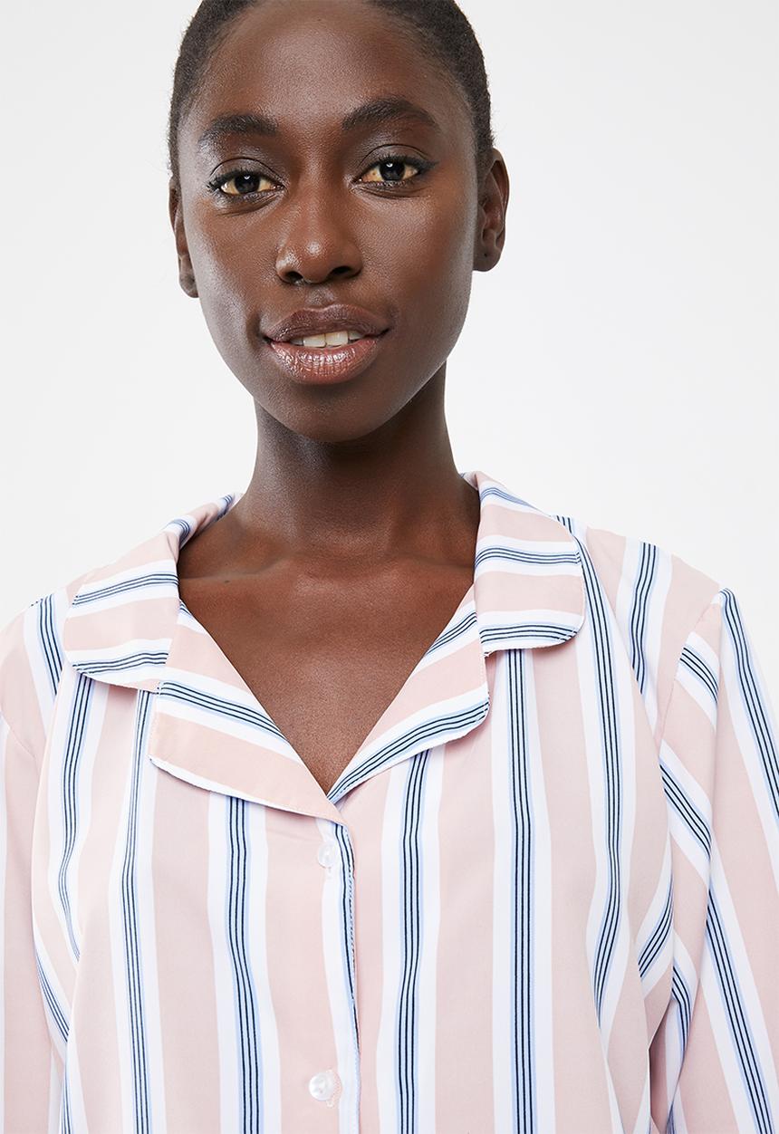 Missguided - Long sleeve short pj set stripe - pink