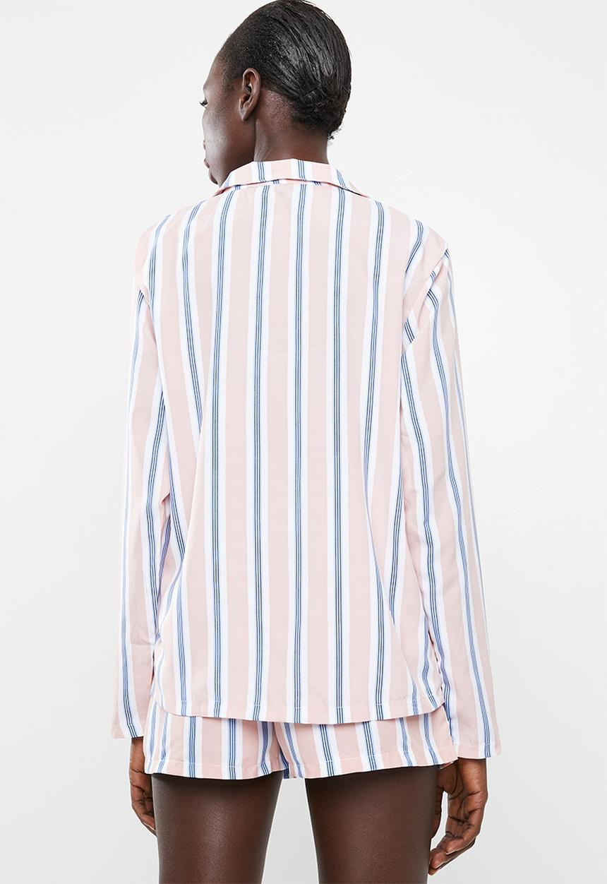 Missguided - Long sleeve short pj set stripe - pink