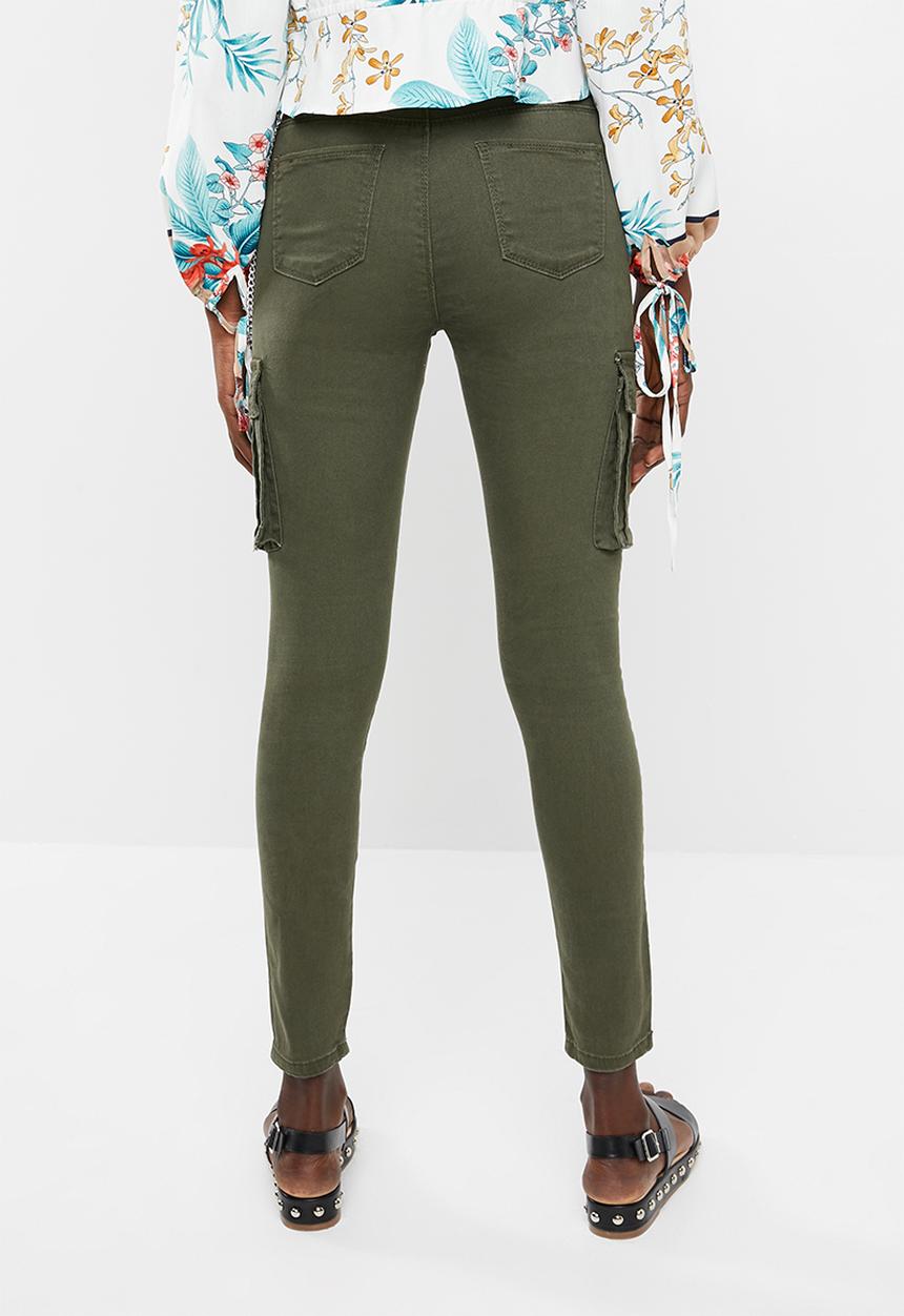 Missguided - Sinner high waisted combat skinny - khaki green