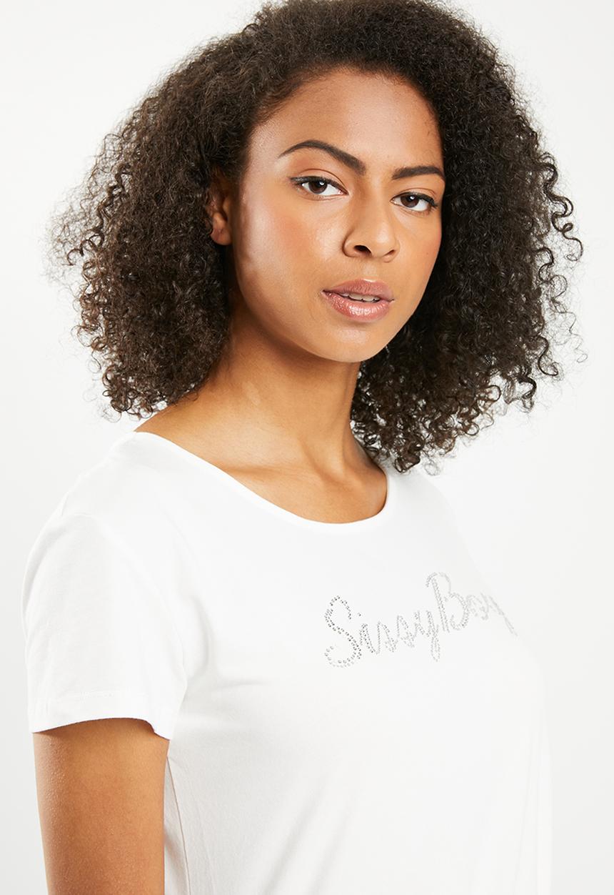 SISSY BOY - Ramona one up logo with hem tie detail - white