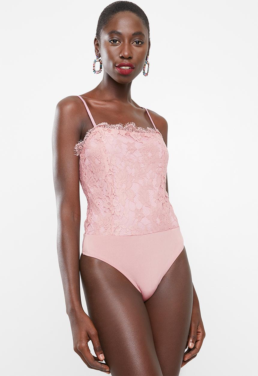 Missguided - Lace overlay bodysuit - pink