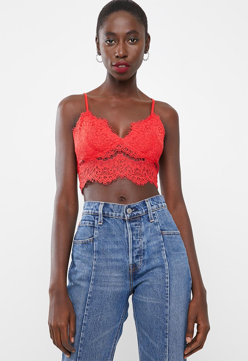 Missguided - Core corded lace bralet - red