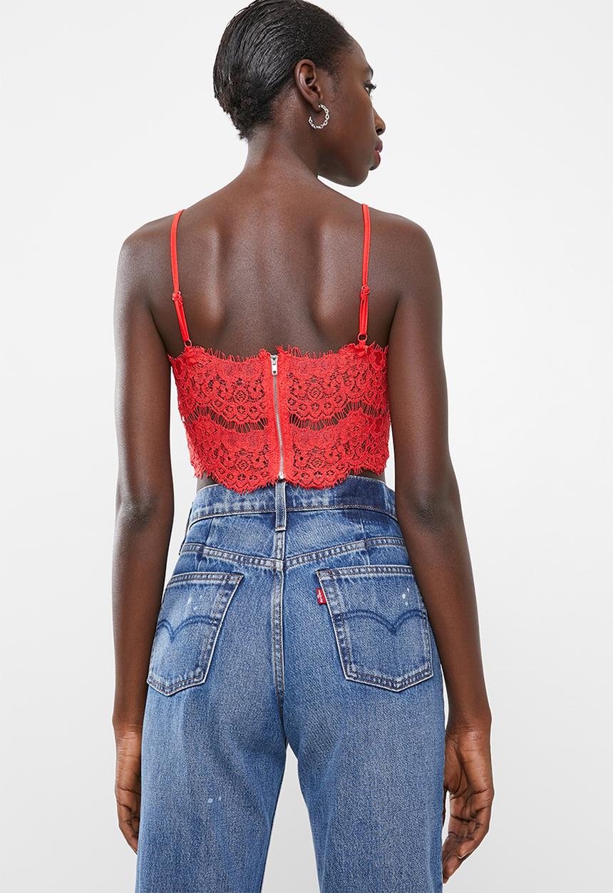 Missguided - Core corded lace bralet - red