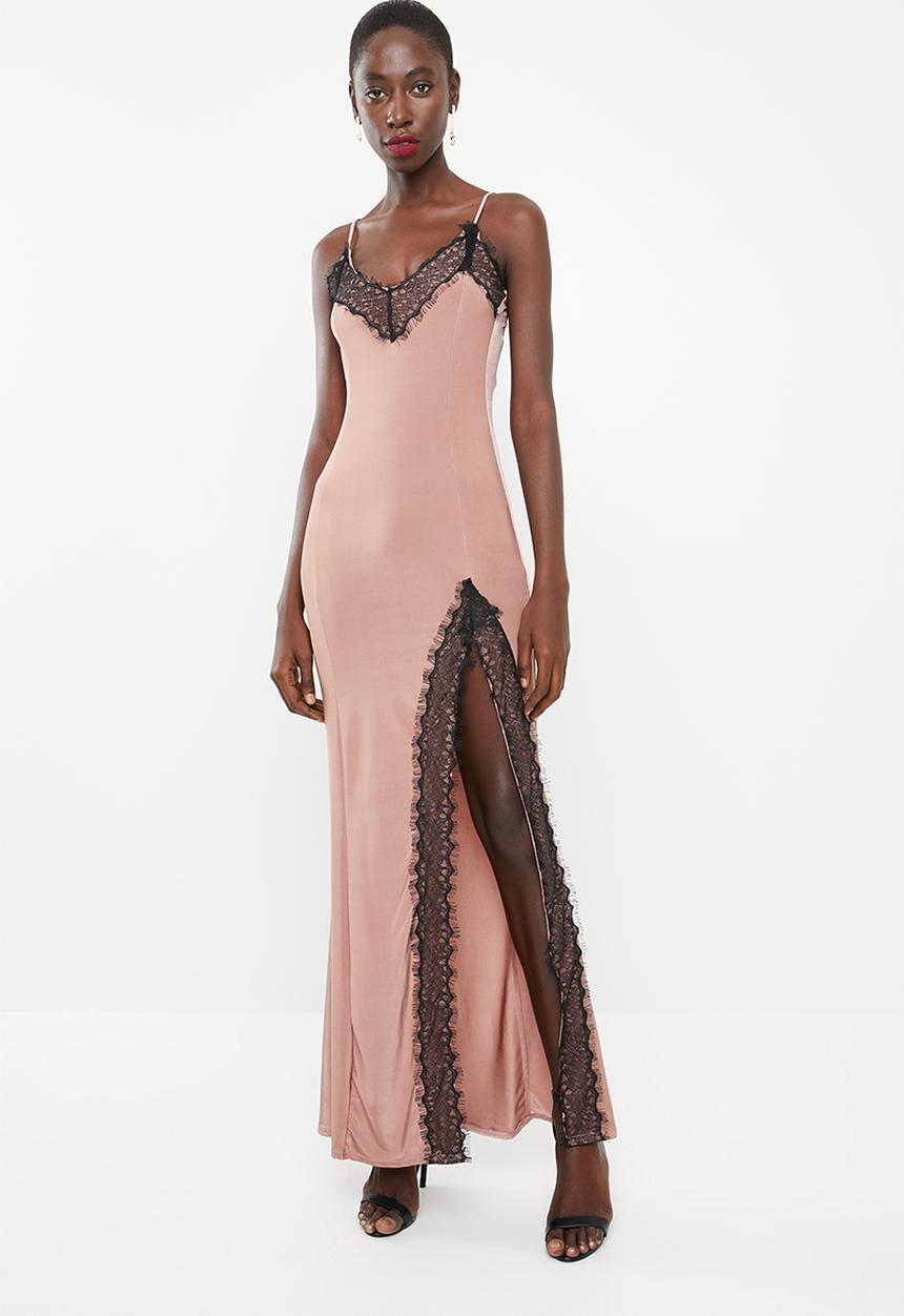 Missguided - Eyelash lace trim maxi dress - pink