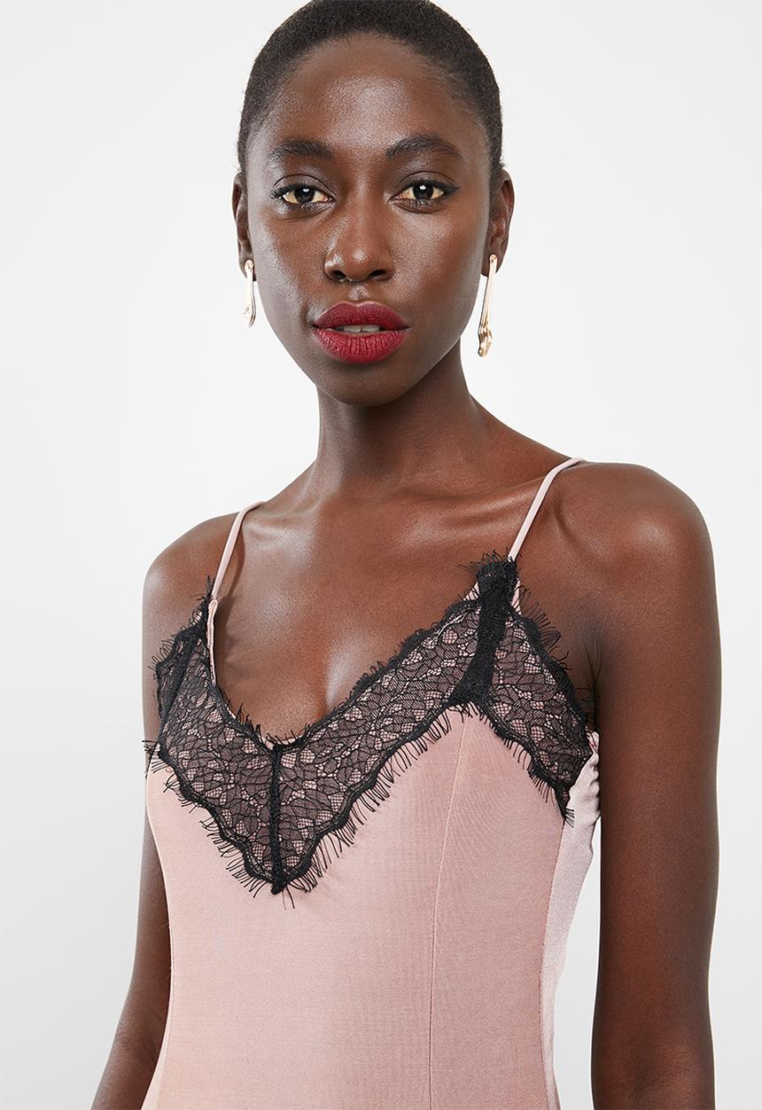Missguided - Eyelash lace trim maxi dress - pink