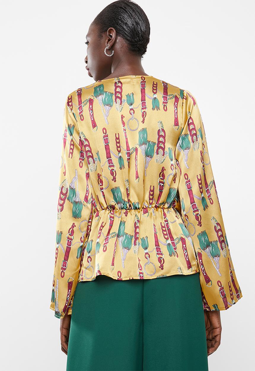 Missguided - Satin drape blouse - yellow