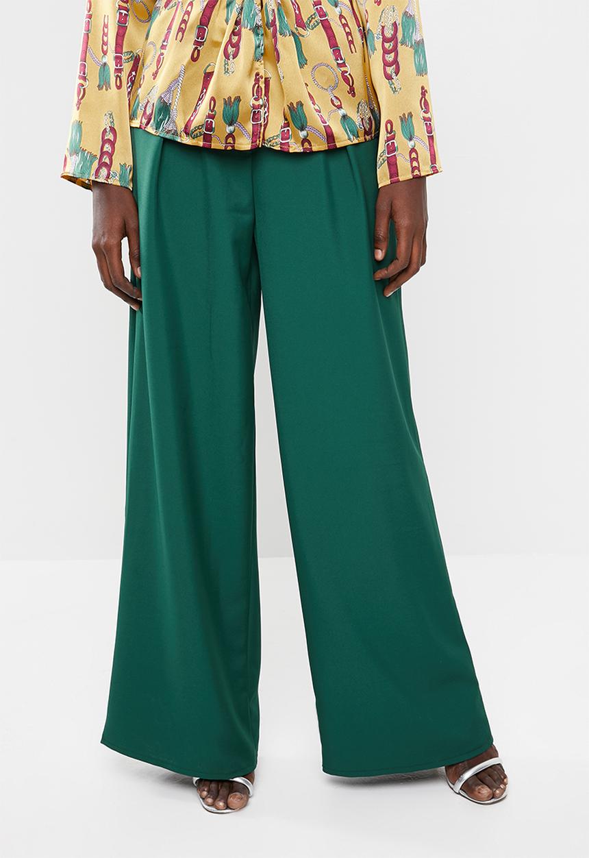 Missguided - Wide leg pleat trouser - green