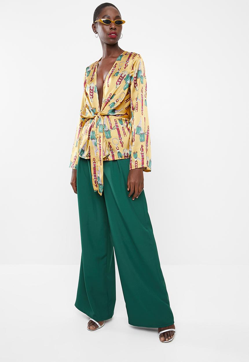 Missguided - Wide leg pleat trouser - green
