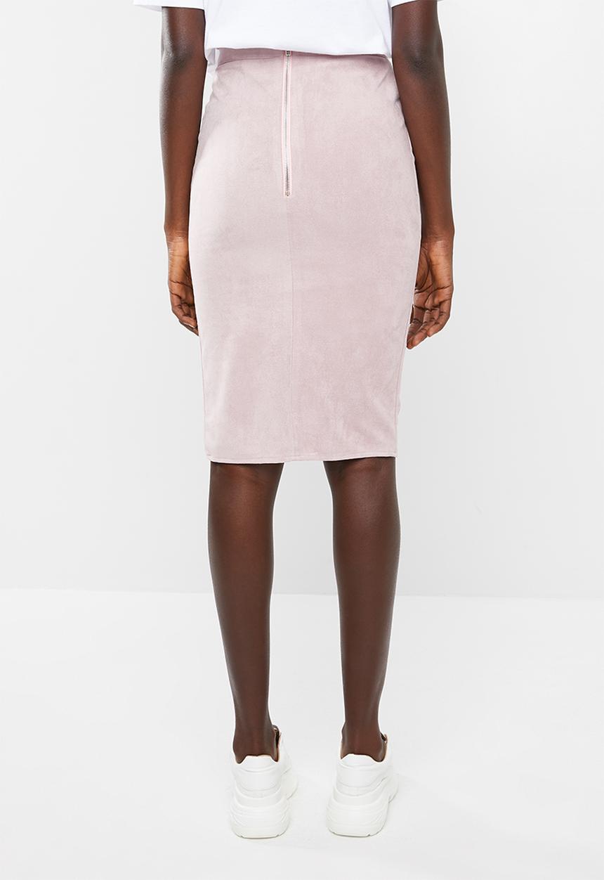 Missguided - Faux suede side split midi skirt - pink