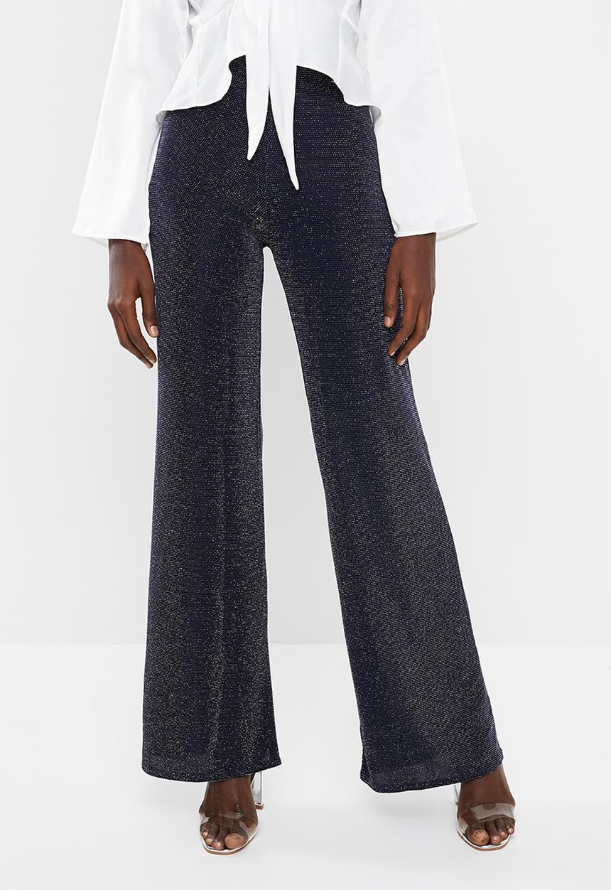 Missguided - Glitter co-ord wide leg trouser - navy
