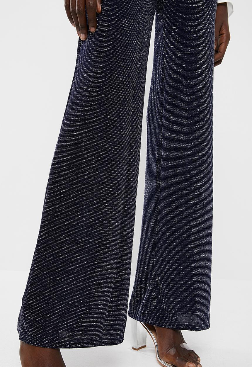 Missguided - Glitter co-ord wide leg trouser - navy
