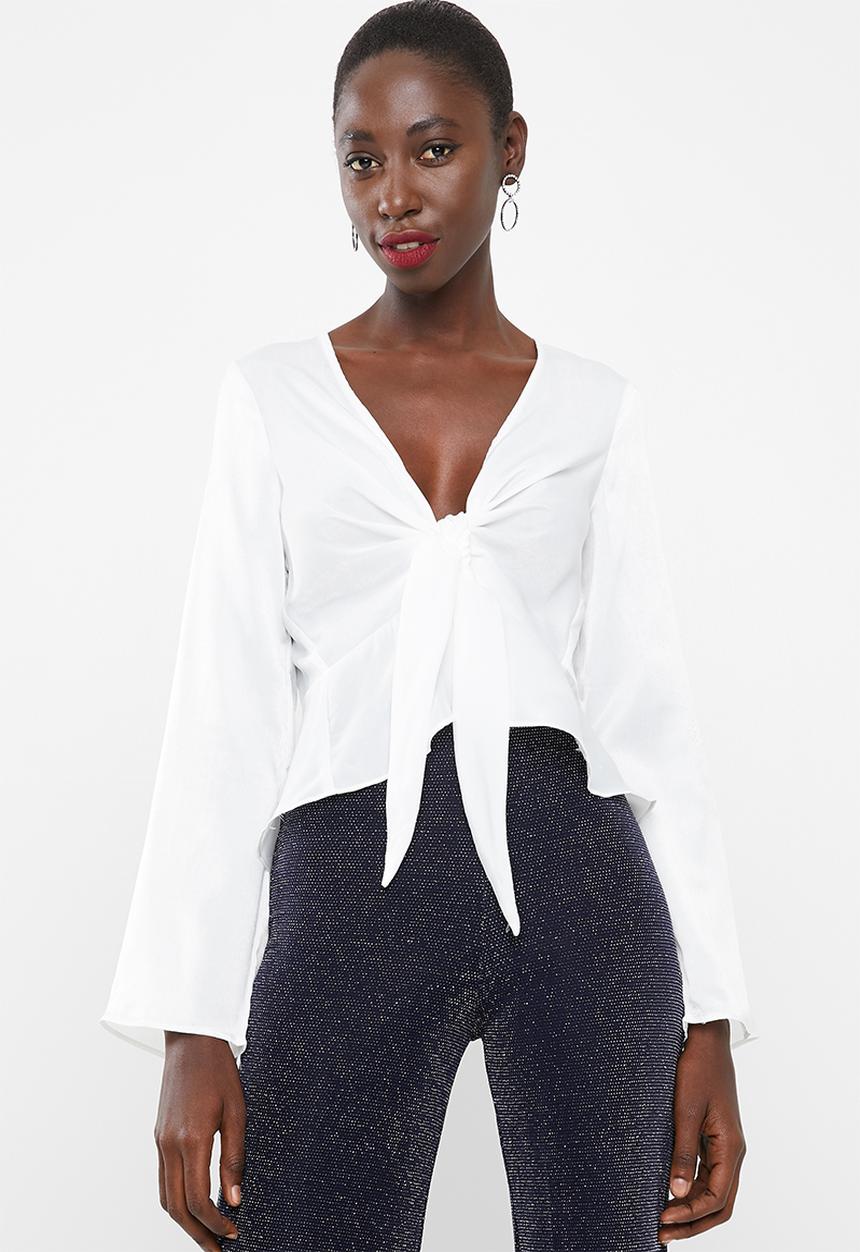 Missguided - Flute sleeve blouse peplum - white