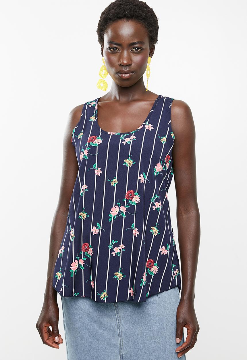 Revenge - Stripe detail top - navy
