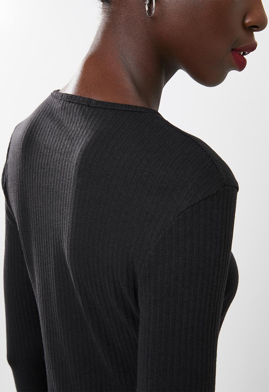 Missguided - Crew neck ribbed top - black