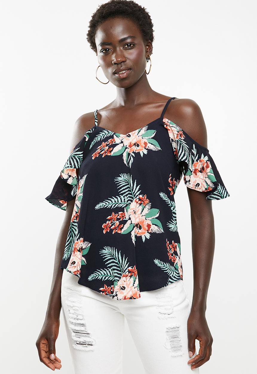 Revenge - Cold shoulder top - navy